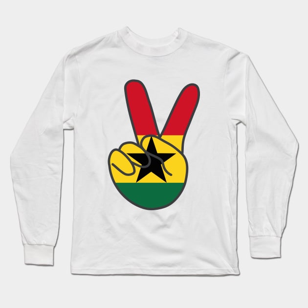 Ghana Flag V Sign Long Sleeve T-Shirt by DiegoCarvalho